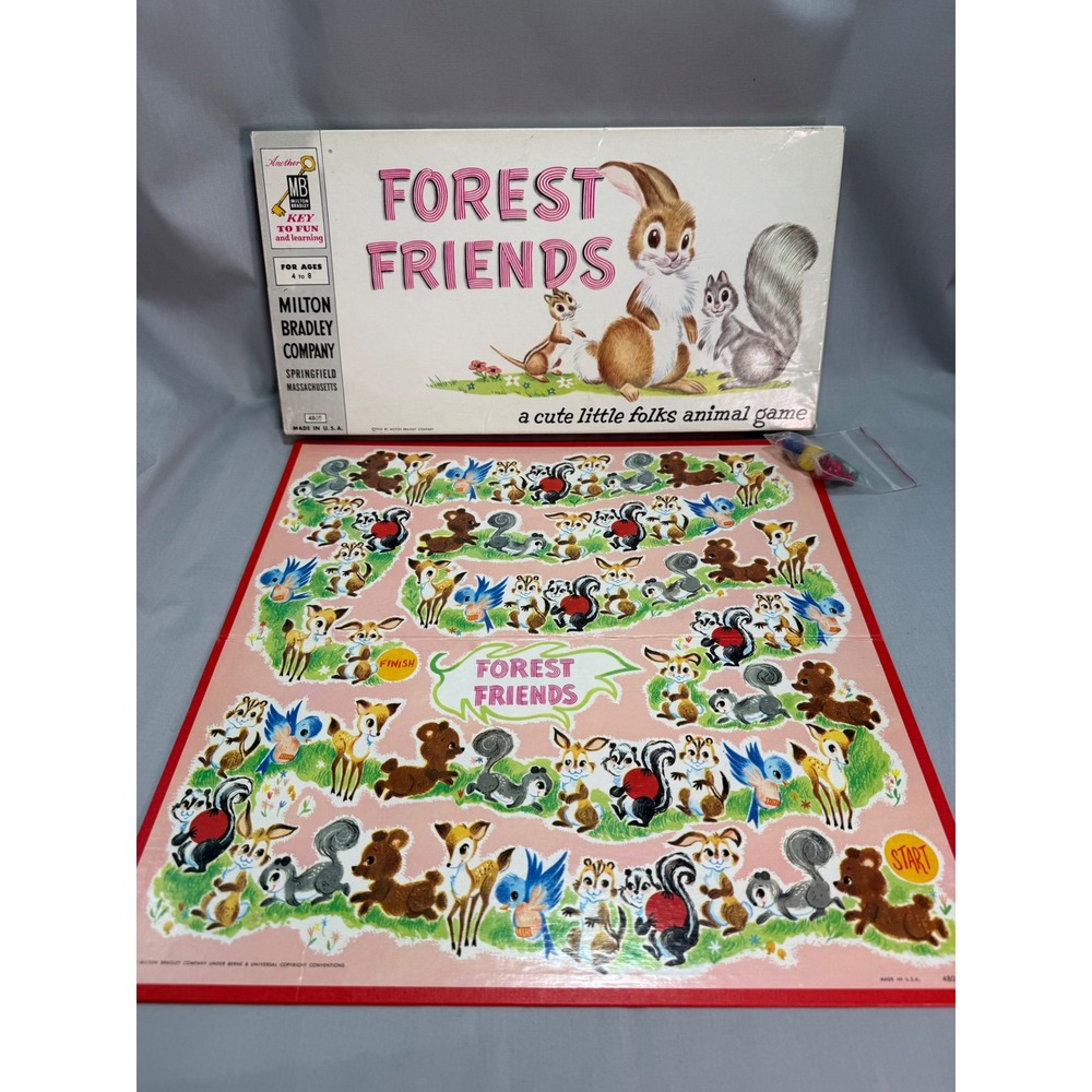 Forest Friends Board Game 4808 Vintage MB 50s Nostalgia Whimsical Animals Retro